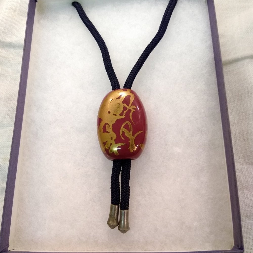 Vintage Asian Bead Red and Gold 1960s